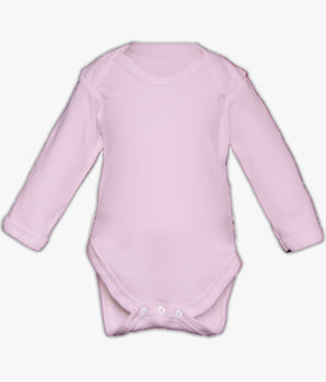 Pink Combed Cotton Long Sleeve Plain Bodysuit