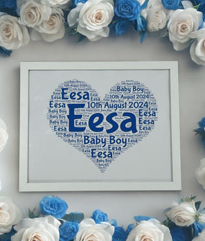 Personalised Baby Name Frame (Blue)