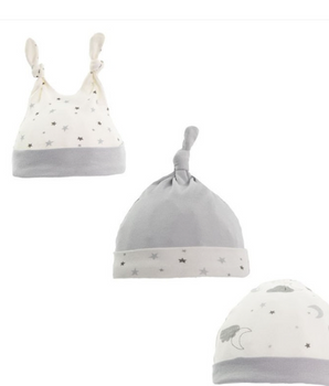 3 Pack Hats - (Clouds & Stars, Grey)