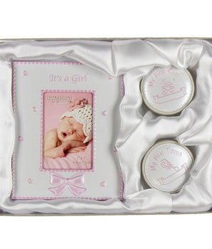 Gift Set - 2" x 3" Frame/1st Tooth/1st Curl Boxes Pink