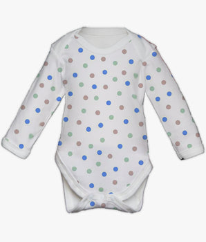 Blue Spot Printed Baby Bodysuits – Long Sleeve