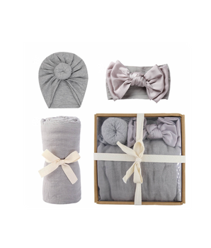 Organic Bamboo Cotton Swaddle Gift Set. (Grey)