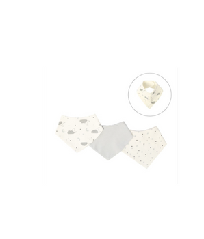 3 Pack Bandana Bib Set - (Grey, Clouds & Stars)