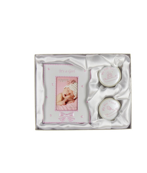 Gift Set - 2" x 3" Frame/1st Tooth/1st Curl Boxes Pink